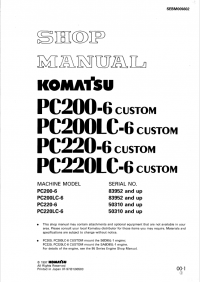 repair manual Komatsu Machine Model PC200-6/LC-6,PC220-6/LC-6 Custom Shop Manual PDF