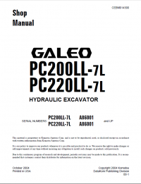 repair manual Komatsu Hydraulic Excavator PC200LL-7L, PC220LL-7L Shop Manual PDF