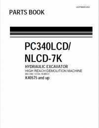 spare parts catalog Komatsu Hydraulic Excavator PC340LCD-NLCD-7K Parts Book