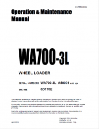 repair manual Komatsu Wheel Loader WA700-3L Operation and Maintenance Manual PDF