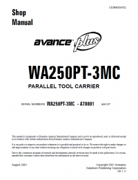 repair manual Komatsu Avance WA250PT-3MC Wheel Loader Shop Manual PDF