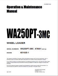 repair manual Komatsu WA250PT-3MC Wheel Loader Operation and Maintenance Manual PDF