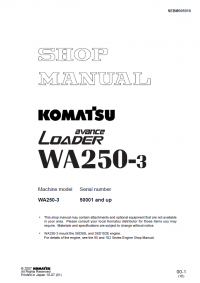 repair manual Komatsu Avance Loader WA250-3  Shop Manual PDF