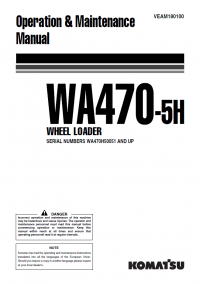 repair manual Komatsu WA470-5H Wheel Loader Operation and Maintenance Manual PDF