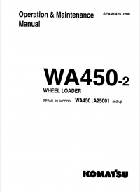 repair manual Komatsu WA450-2 Wheel Loader Operation and Maintenance Manual PDF