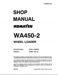 repair manual Komatsu WA450-2 Wheel Loader Shop Manual PDF