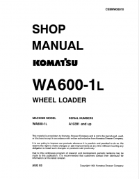 repair manual Komatsu WA600-1L Wheel Loader Shop Manual PDF