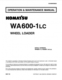 repair manual Komatsu WA600-1LC Wheel Loader Operation and Maintenance Manual PDF