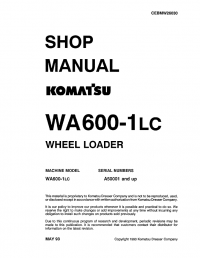 repair manual Komatsu WA600-1LC Wheel Loader Shop Manual PDF