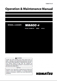 repair manual Komatsu WA600-8 Wheel Loader Operation and Maintenance Manual PDF
