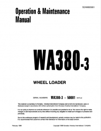 repair manual Komatsu WA380-3 Wheel Loader Operation and Maintenance Manual PDF