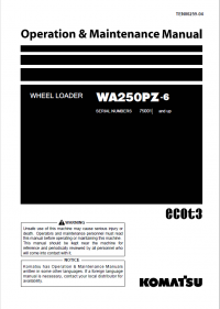 repair manual Komatsu WA250PZ-6 Wheel Loader Operation and Maintenance Manual PDF