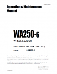 repair manual Komatsu WA250-6 Wheel Loader Operation and Maintenance Manual PDF