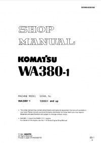 repair manual Komatsu Wheel Loader WA380-1 Shop Manual PDF