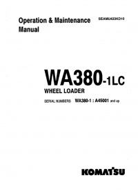 repair manual Komatsu Wheel Loader WA380-1LC Operation and Maintenance Manual PDF
