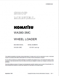 repair manual Komatsu Wheel Loader WA380-3MC Shop Manual PDF