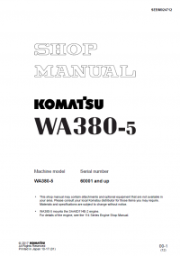 repair manual Komatsu Wheel Loader WA380-5 Shop Manual PDF