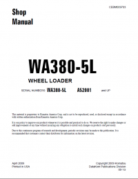 repair manual Komatsu Wheel Loader WA380-5L Shop Manual PDF