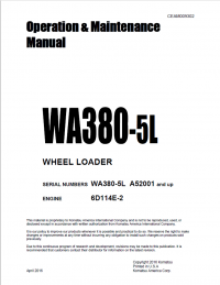 repair manual Komatsu Wheel Loader WA380-5L Operation and Maintenance Manual PDF