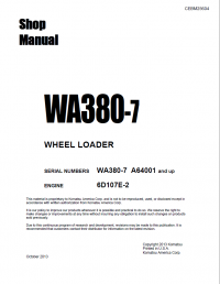 repair manual Komatsu Wheel Loader WA380-7 Shop Manual PDF