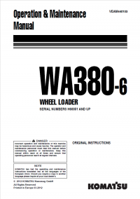 repair manual Komatsu Wheel Loader WA380-6 Set of Operation and Maintenance Manuals PDF