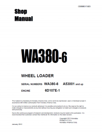 repair manual Komatsu Wheel Loader WA380-6 Set of Shop Manuals PDF
