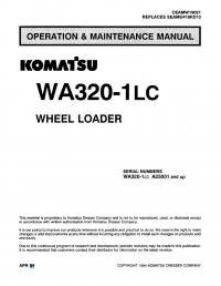 repair manual Komatsu Wheel Loader WA320-1LC Operation and Maintenance Manual PDF