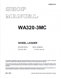 repair manual Komatsu Wheel Loader WA320-3MC Shop Manual PDF