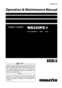 repair manual Komatsu Wheel Loader WA320PZ-6 Operation and Maintenance Manual PDF