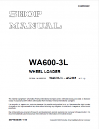 repair manual Komatsu Wheel Loader WA600-3L Shop Manual PDF