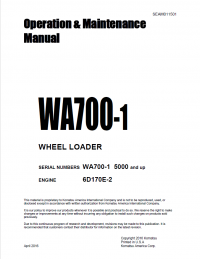 repair manual Komatsu Wheel Loader WA700-1 Operation and Maintenance Manual PDF