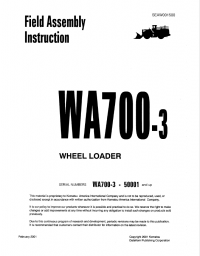 repair manual Komatsu Wheel Loader WA700-3 Field Assembly Instruction PDF