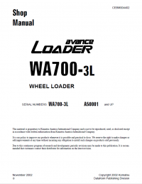repair manual Komatsu Wheel Loader WA700-3L Shop Manual PDF