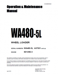 repair manual Komatsu Wheel Loader WA480-5L Operation and Maintenance Manual PDF
