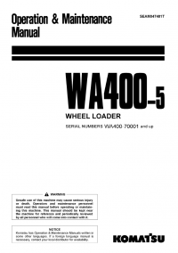 repair manual Komatsu Wheel Loader WA400-5 Operation and Maintenance Manual PDF