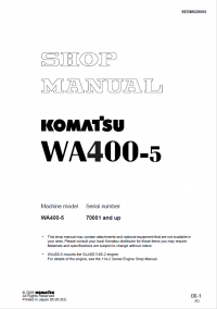 repair manual Komatsu Wheel Loader WA400-5 Shop Manual PDF