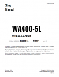 repair manual Komatsu Wheel Loader WA400-5L Shop Manual PDF
