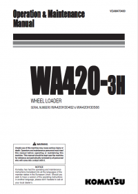 repair manual Komatsu Wheel Loader WA420-3H Operation and Maintenance Manual PDF