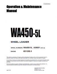 repair manual Komatsu Wheel Loader WA450-5L Operation and Maintenance Manual PDF