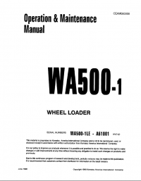 repair manual Komatsu Wheel Loader WA500-1 Operation and Maintenance Manual PDF