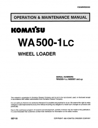 repair manual Komatsu Wheel Loader WA500-1LC Operation and Maintenance Manual PDF
