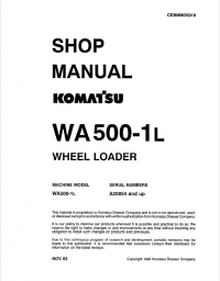 repair manual Komatsu Wheel Loader WA500-1L Shop Manual PDF