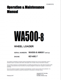 repair manual Komatsu Wheel Loader WA500-8 Operation and Maintenance Manual PDF