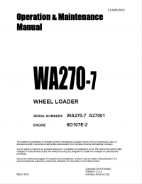 repair manual Komatsu Wheel Loader WA270-7 Operation and Maintenance Manual PDF
