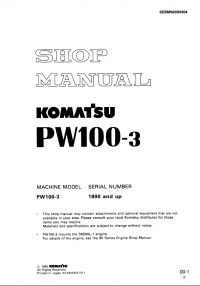repair manual Komatsu Wheeles Excavator PW100-3 Shop Manual PDF