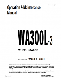 repair manual Komatsu Wheel Loader WA300L-3 Operation and Maintenance Manual PDF