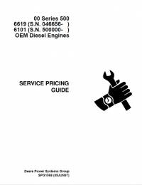 repair manual John Deere Series 500 6619, 6101 OEM Diesel Engines Service Pricing Guide SPG1068 PDF