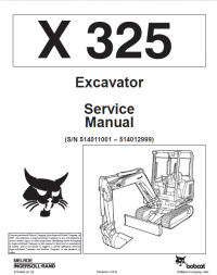repair manual Bobcat X 325 Excavator Service Manual PDF