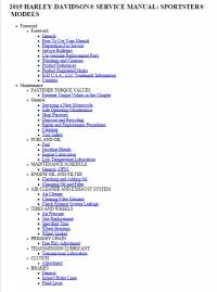 repair manual Harley Davidson Sportster Models 2019 Service Manual PDF