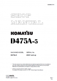 repair manual Komatsu Bulldozer D475A-5 Shop Manual PDF